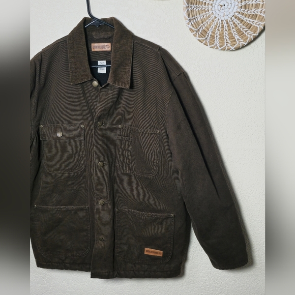 Wolverine Brown Insulated Coat Button Up Collard Size Medium - Picture 12 of 16
